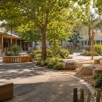 Cour d’école arborée et conviviale