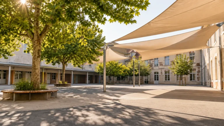 Cour d’école méditerranéenne ombragée